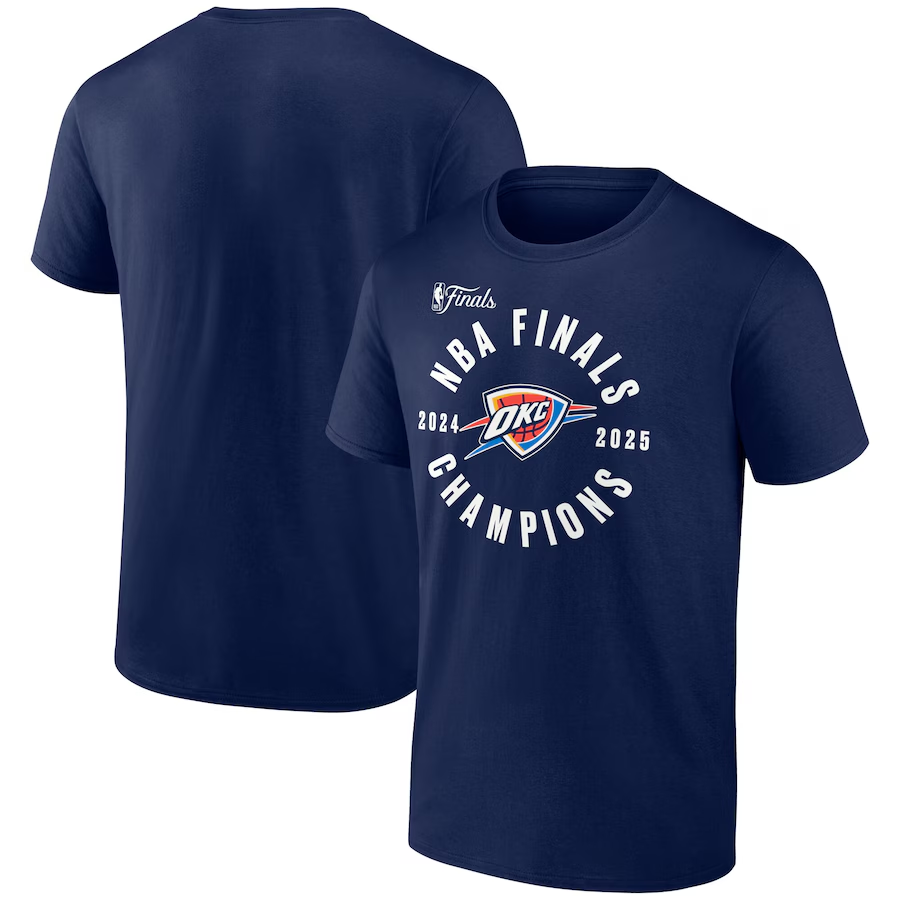 Men 2025 NBA Oklahoma City Thunder blue T shirt->nba t-shirts->Sports Accessory